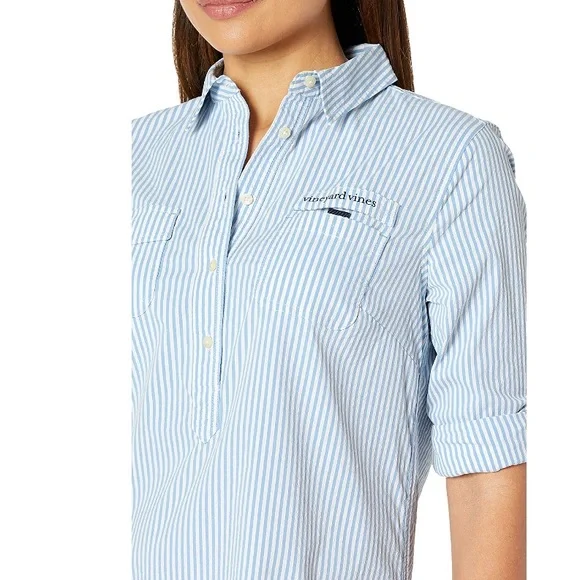 NWT VINEYARD VINES seersucker harbor shirt cover up size 0 - Picture 4 of 9
